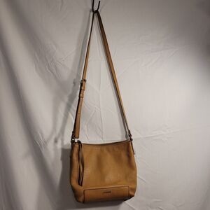 Fossil Crossbody Purse Bucket Bag Fiona Lt. Tan  SHB 1526 Cowhide Leather 8X11X4